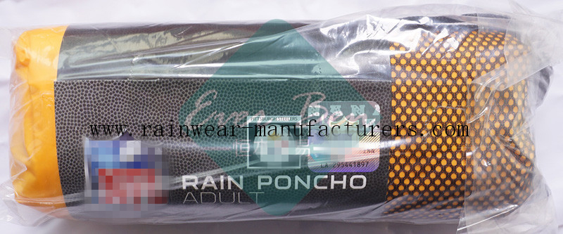 Yellow PEVA kids poncho raincape packing pouch